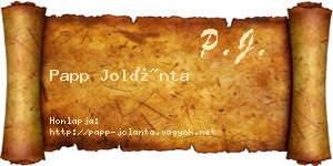 Papp Jolánta névjegykártya